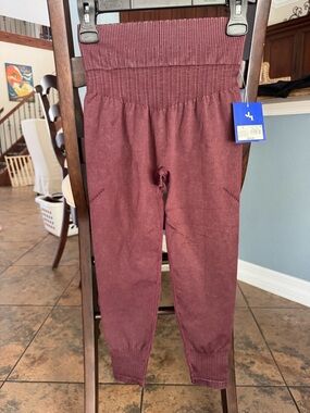 JoyLab High-Waist Ribbed Women’s Leggings - Burgundy